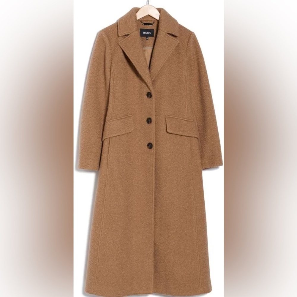 BCBGMAXAZRIA Women's Long Camel Color Coat